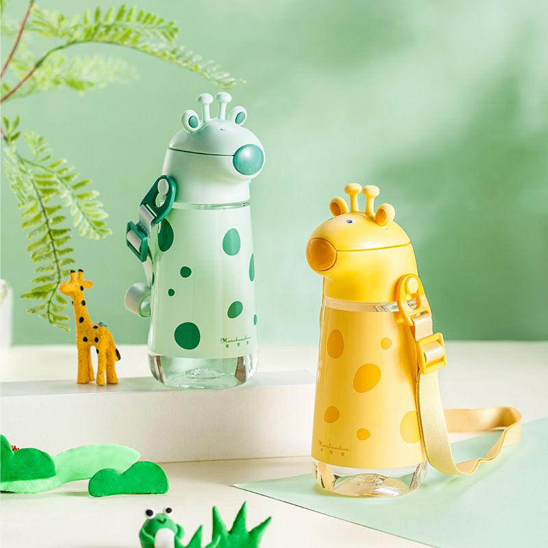 New Design Kids Cartton Animal Plastic Cute Pop Up Lid Water Bottle With Belt 500ml ~ 1000ml Green New Design Kids Cartton Animal Plastic Cute Pop Up Lid Water Bottle With Belt 500ml ~ 1000ml Green