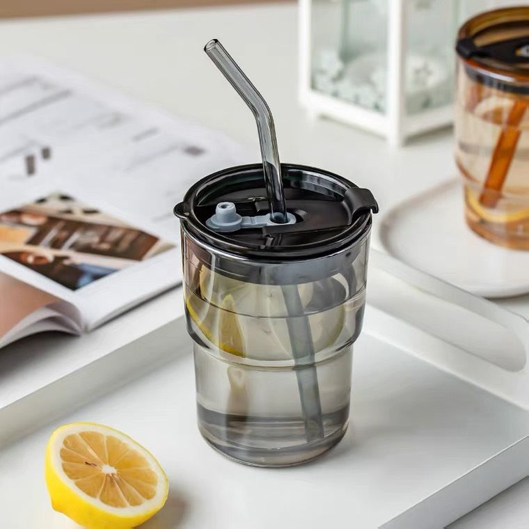 2022 new style double wall glass tumbler  with straw 2022 new style double wall glass tumbler  with straw