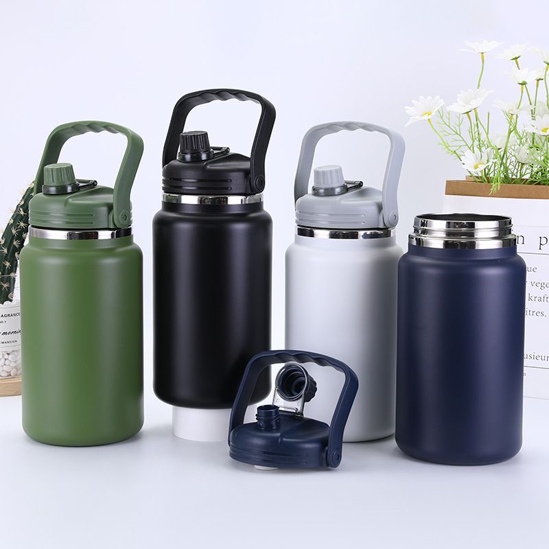 Edelstahl (18/8pro) 2024 Neuankömmlinge 4000 ml Outdoor Sport übergroße Wasserflasche SS304 Wide 2000ml & über Olive