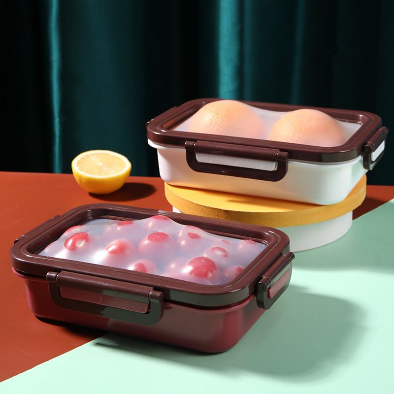 Plastic&Silicone Fresh-keeping Box Refrigerator Food Storage Container 500ml ~ 1000ml Red Plastic&Silicone Fresh-keeping Box Refrigerator Food Storage Container 500ml ~ 1000ml Red