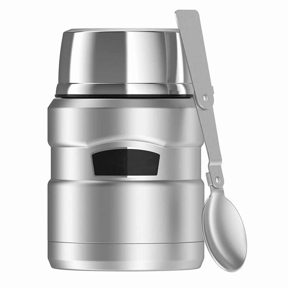 Stainless Steel Thermos Food Jar with Folding Spoon Stainless Steel Thermos Food Jar with Folding Spoon