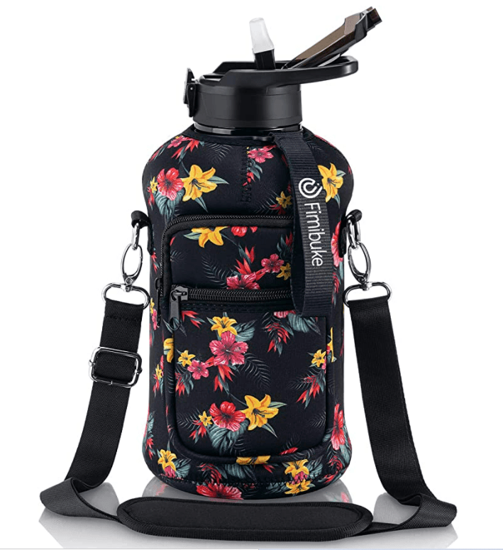 Half Gallon Water Bottle with Sleeve and Straw