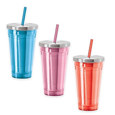 Insulated Vacuum  tumbler with straw 30oz