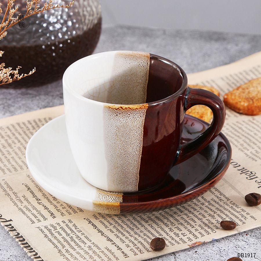 customizable thick ceramics coffee/milk/tea cup saucer set Up to 250ml White customizable thick ceramics coffee/milk/tea cup saucer set Up to 250ml White