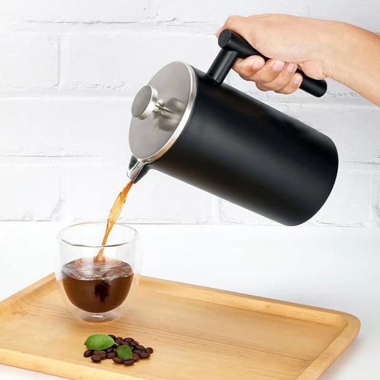 Stainless Steel (18/8Pro) Black Stainless Steel French Press Wide 500ml ~ 1000ml Steel