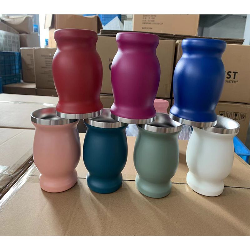 Stainless Steel (18/8Pro) Yerba Mate Natural Gourd Tea Cup Set Wide 250ml ~500ml Custom-make Stainless Steel (18/8Pro) Yerba Mate Natural Gourd Tea Cup Set Wide 250ml ~500ml Custom-make