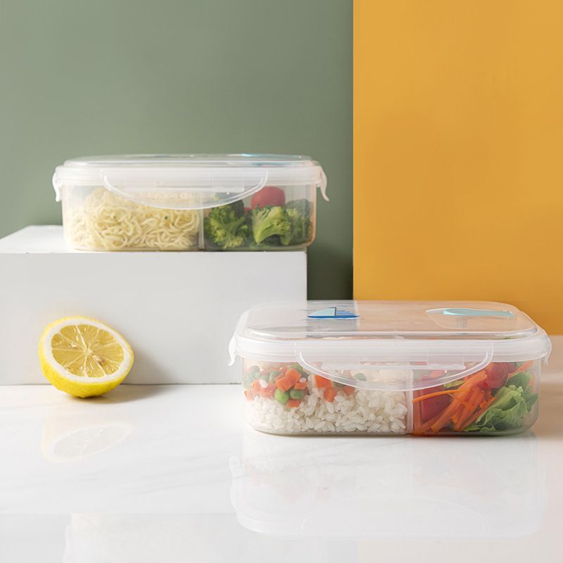 Custom Clear Plastic Clear Bento Lunch Box Food Container Microwave Heating 1000ml ~ 2000ml Clear