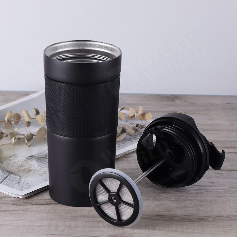 Stainless Steel (18/8Pro) Mini French Press Cofee Mug with Sleeve Wide 250ml ~500ml Custom-make