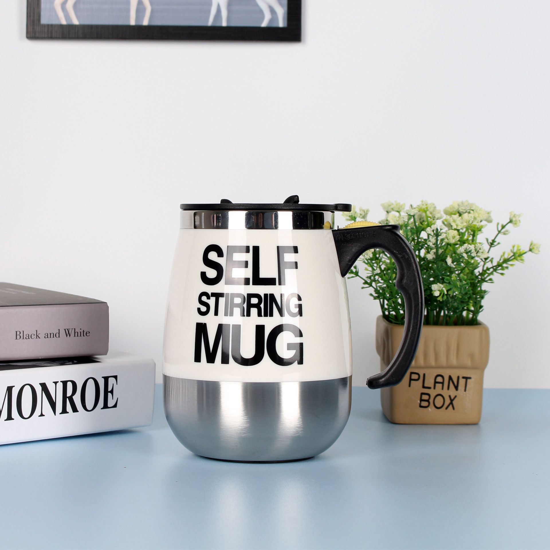 Stainless Steel (18/8Pro) Self auto stirring coffee mug Wide 250ml ~500ml Carnation Stainless Steel (18/8Pro) Self auto stirring coffee mug Wide 250ml ~500ml Carnation