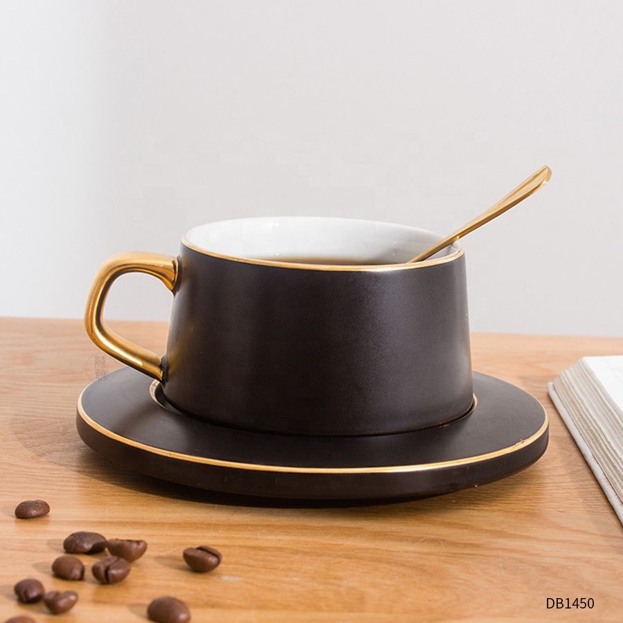 bulk buy personalised thick easy clean ceramics tumbler wide mouth cup saucer set with handle Up to 250ml Black bulk buy personalised thick easy clean ceramics tumbler wide mouth cup saucer set with handle Up to 250ml Black