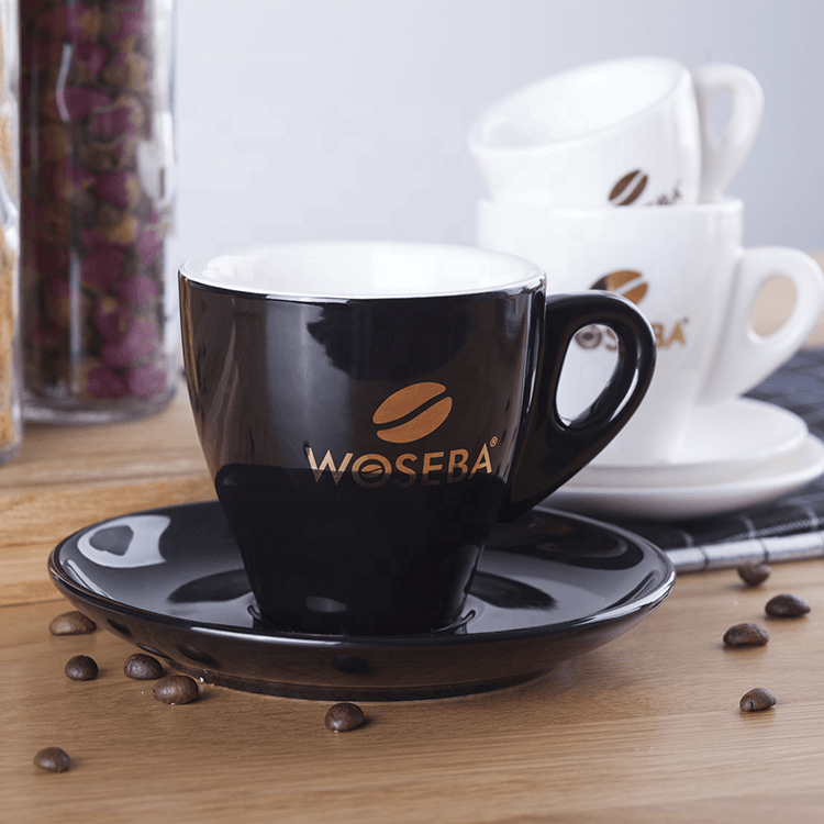 custom wholesale easy clean high quality ceramics with handle cup saucer set for coffee/milk/tea Up to 250ml White custom wholesale easy clean high quality ceramics with handle cup saucer set for coffee/milk/tea Up to 250ml White