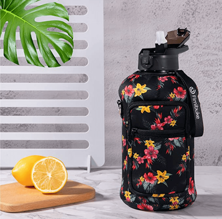 Half Gallon Water Bottle with Sleeve and Straw