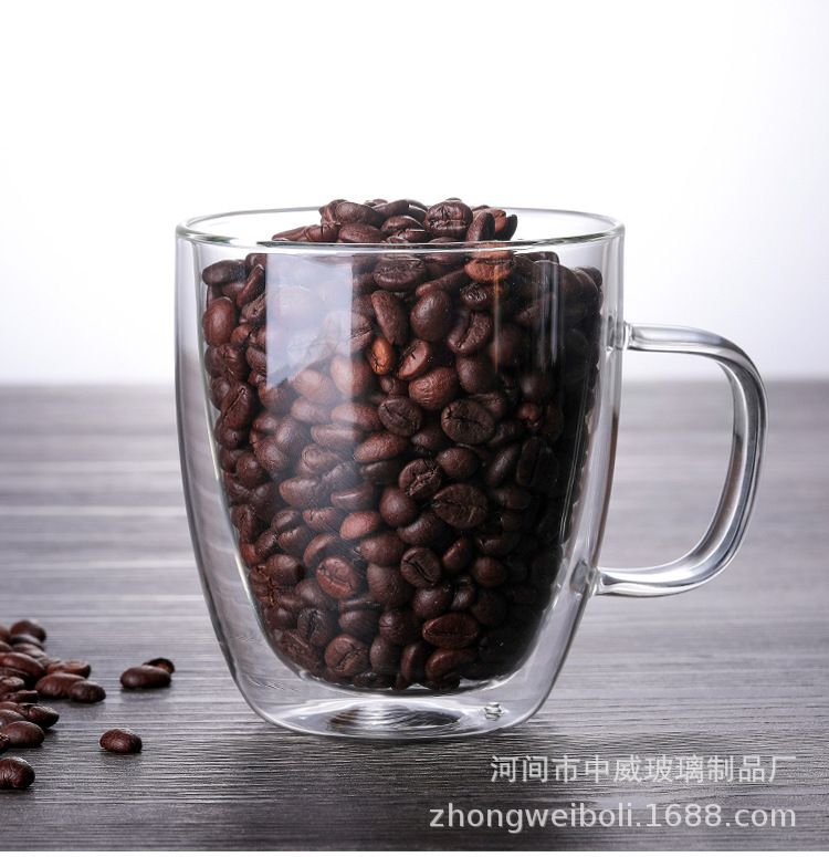 wholesale custom easy clean engraved wide mouth double wall glass mug/cup with handle Anti-scalding 250ml ~500ml Clear wholesale custom easy clean engraved wide mouth double wall glass mug/cup with handle Anti-scalding 250ml ~500ml Clear