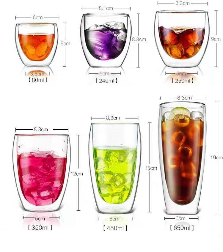 bulk order double wall wide mouth glass cup for juice/drinks/wine/tea/milk Up to 250ml Clear bulk order double wall wide mouth glass cup for juice/drinks/wine/tea/milk Up to 250ml Clear