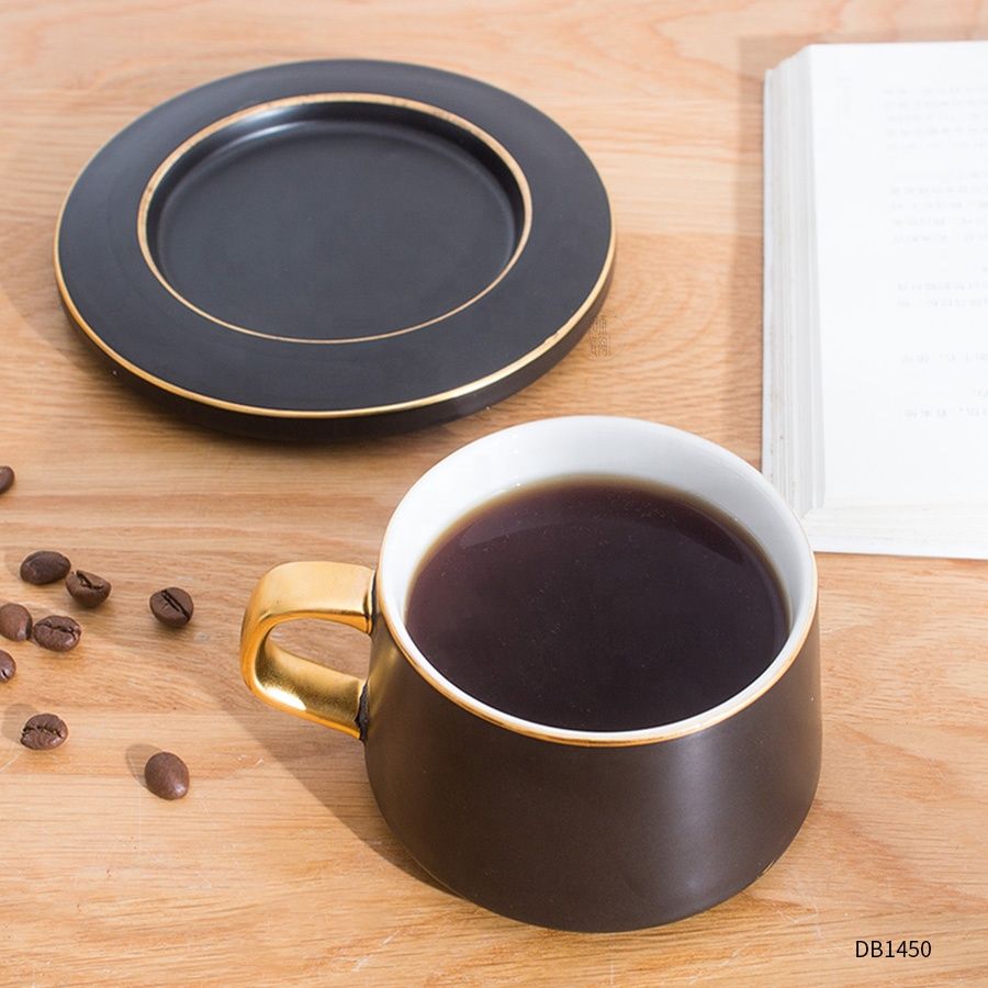 bulk buy personalised thick easy clean ceramics tumbler wide mouth cup saucer set with handle Up to 250ml Black bulk buy personalised thick easy clean ceramics tumbler wide mouth cup saucer set with handle Up to 250ml Black
