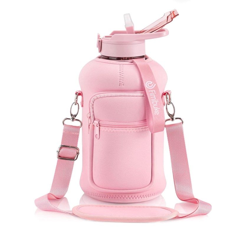 Half Gallon Water Bottle with Sleeve and Straw