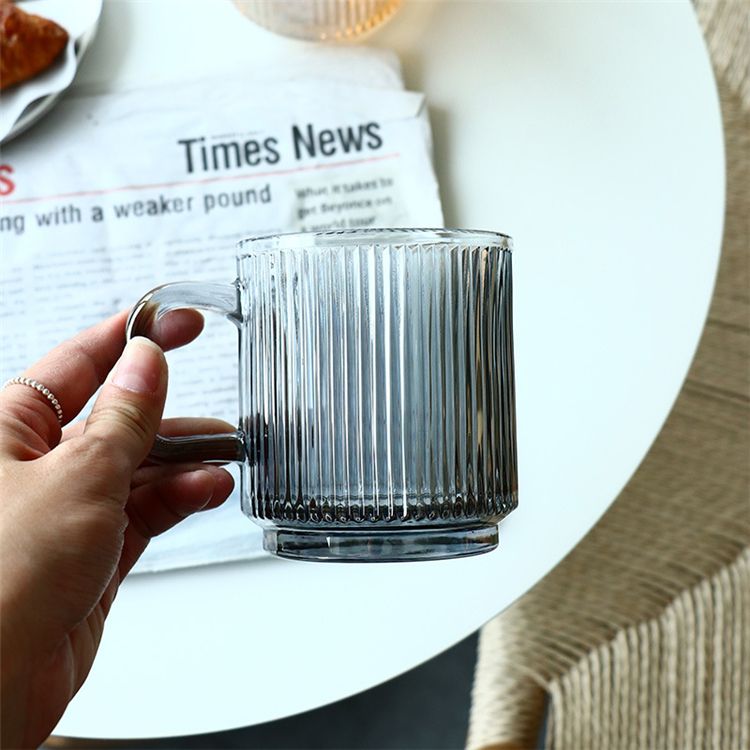 Vertical Striped Glass Coffee Cup