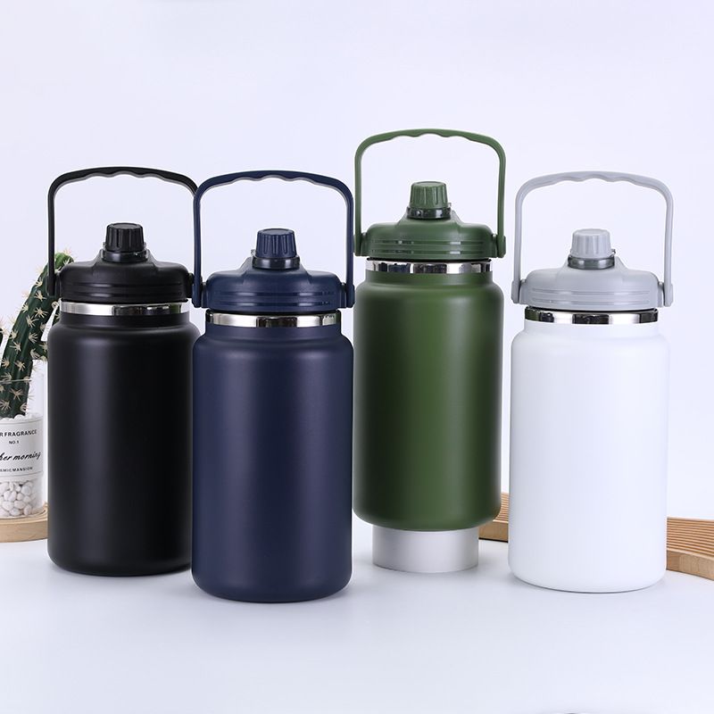 Edelstahl (18/8pro) 2024 Neuankömmlinge 4000 ml Outdoor Sport übergroße Wasserflasche SS304 Wide 2000ml & über Olive