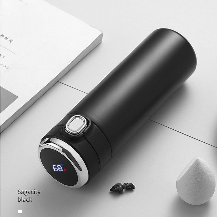 Stainless Steel (18/8Pro) Vacuum Insulated Bottle Smart with Led Temperature Display Wide 500ml ~ 1000ml Black Stainless Steel (18/8Pro) Vacuum Insulated Bottle Smart with Led Temperature Display Wide 500ml ~ 1000ml Black