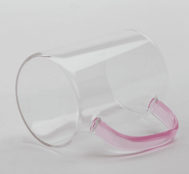 Colorful Handle Clear Glass Cups 450ml
