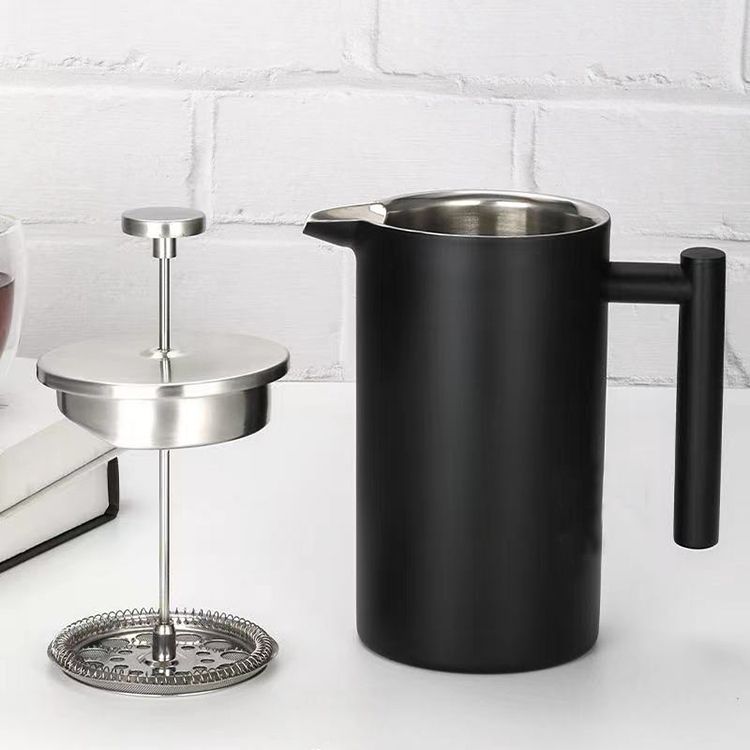 Stainless Steel (18/8Pro) Black Stainless Steel French Press Wide 500ml ~ 1000ml Steel