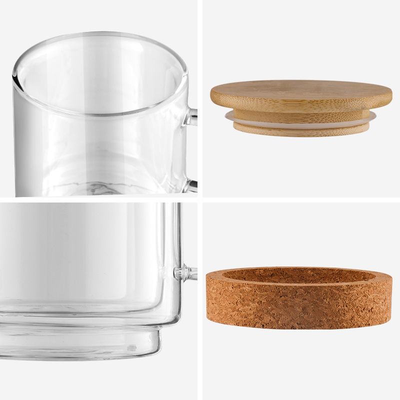 Glass cofee cups with bamboo lid