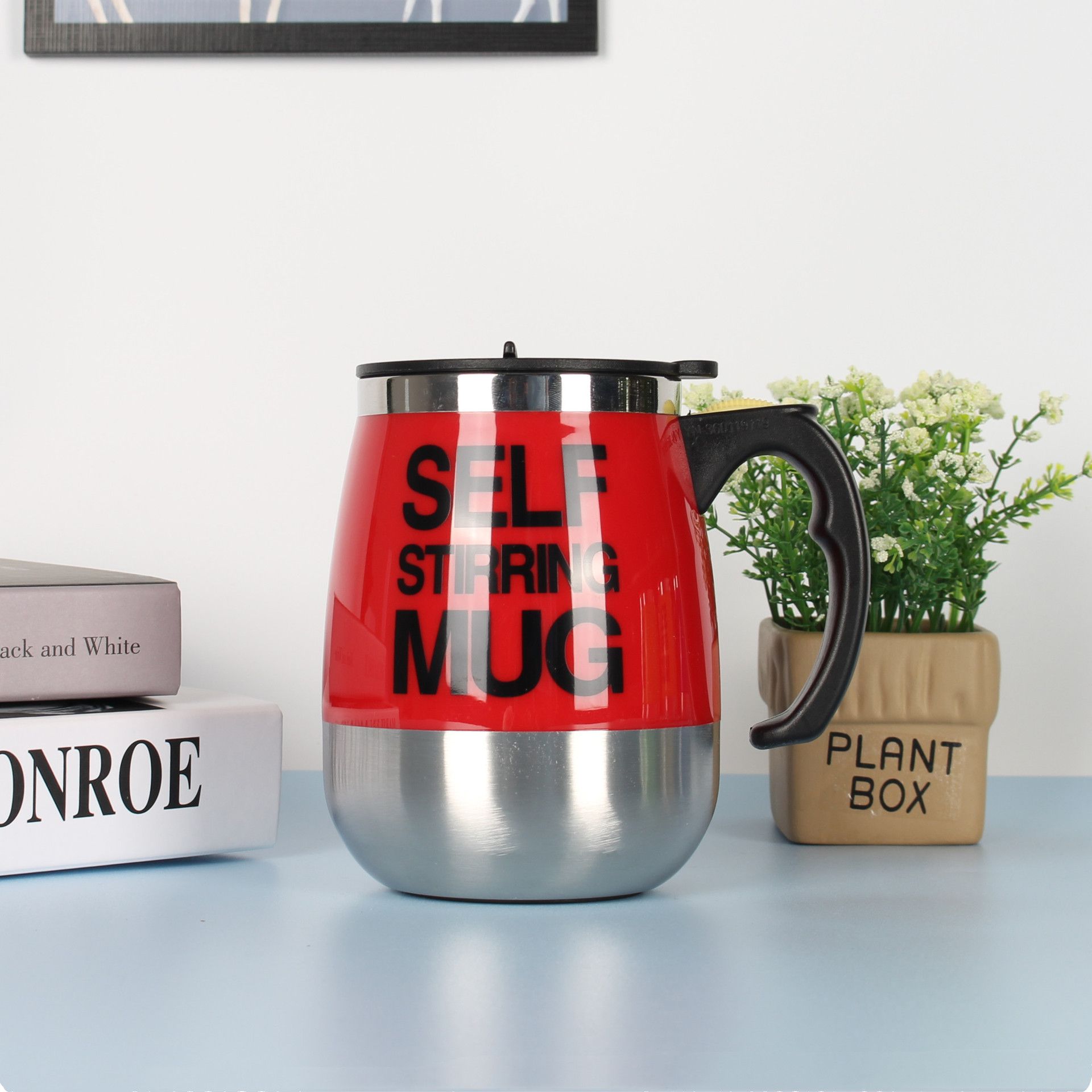 Stainless Steel (18/8Pro) Self auto stirring coffee mug Wide 250ml ~500ml Carnation Stainless Steel (18/8Pro) Self auto stirring coffee mug Wide 250ml ~500ml Carnation