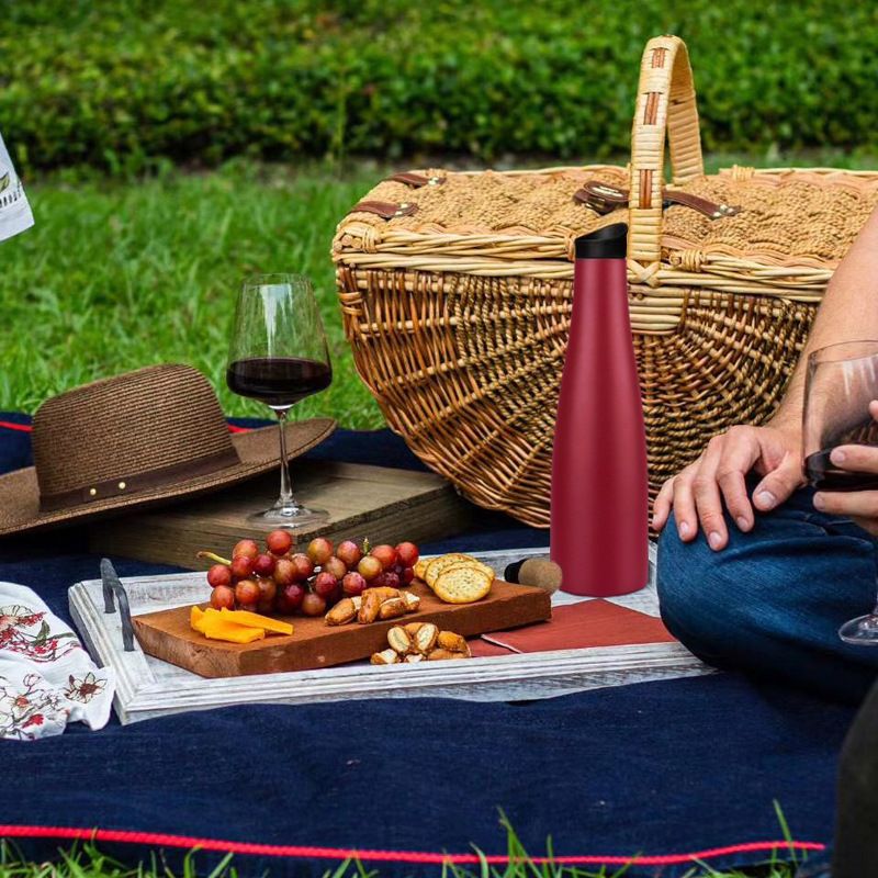 Stainless Steel (18/8Pro) Stainless steel red wine bottle with wodden lid Narrow 250ml ~500ml Custom-make Stainless Steel (18/8Pro) Stainless steel red wine bottle with wodden lid Narrow 250ml ~500ml Custom-make