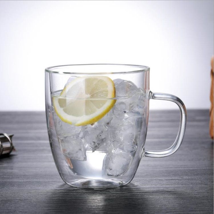 wholesale custom easy clean engraved wide mouth double wall glass mug/cup with handle Anti-scalding 250ml ~500ml Clear wholesale custom easy clean engraved wide mouth double wall glass mug/cup with handle Anti-scalding 250ml ~500ml Clear