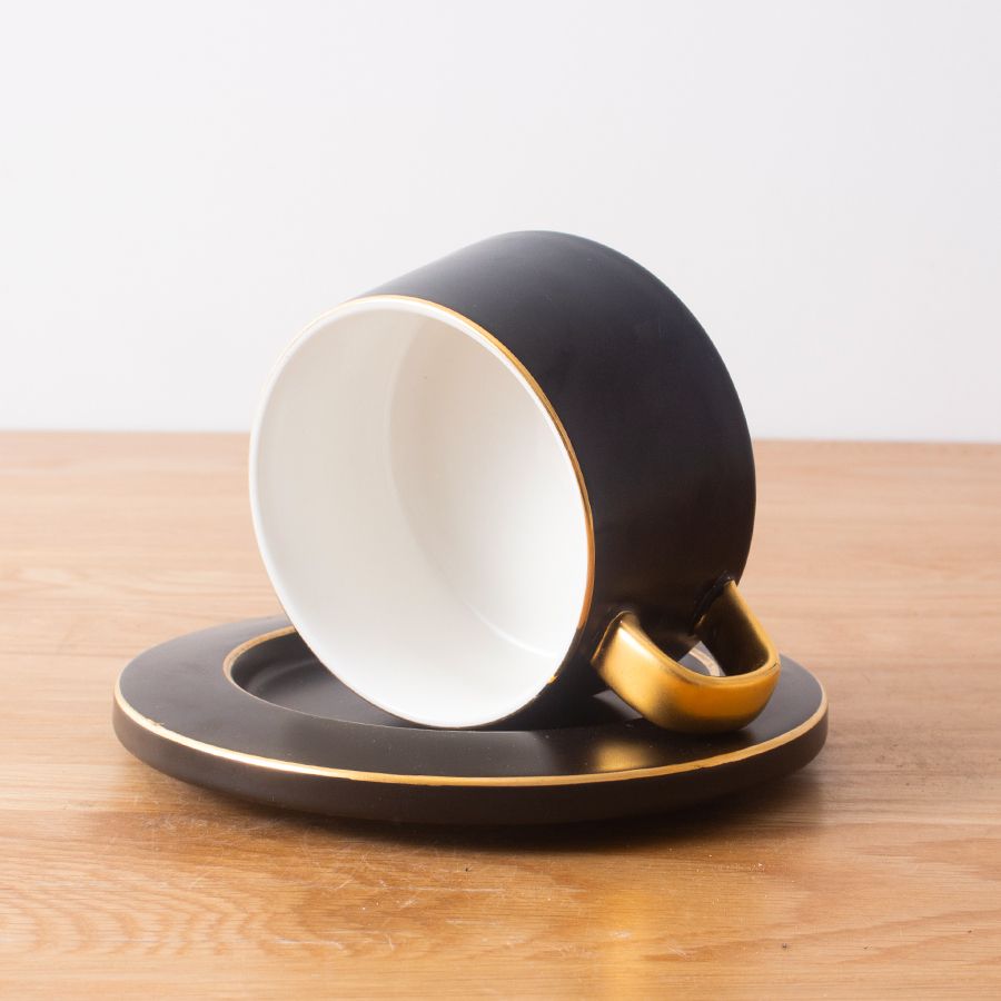 bulk buy personalised thick easy clean ceramics tumbler wide mouth cup saucer set with handle Up to 250ml Black bulk buy personalised thick easy clean ceramics tumbler wide mouth cup saucer set with handle Up to 250ml Black