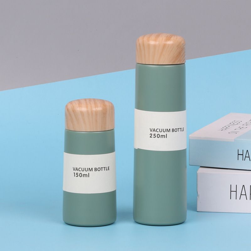 Stainless Steel (18/8Pro) Pocket straight water bottle with bamboo lids Wide 250ml ~500ml White Stainless Steel (18/8Pro) Pocket straight water bottle with bamboo lids Wide 250ml ~500ml White