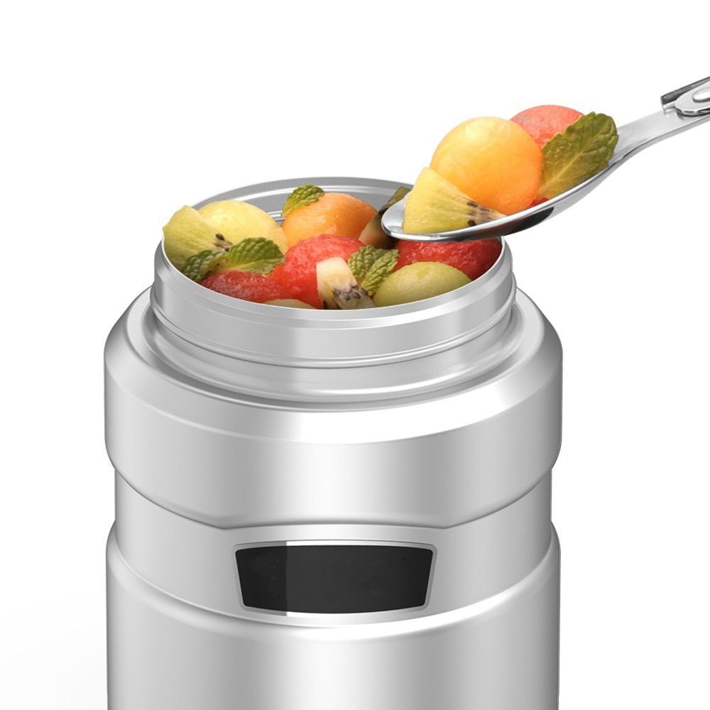 Stainless Steel Thermos Food Jar with Folding Spoon Stainless Steel Thermos Food Jar with Folding Spoon