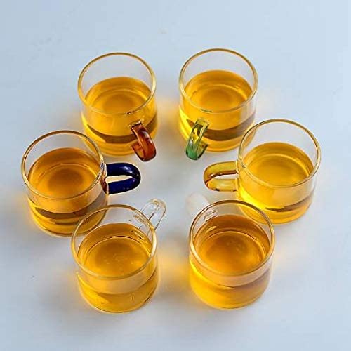 Colorful Handle Clear Glass Cups 450ml