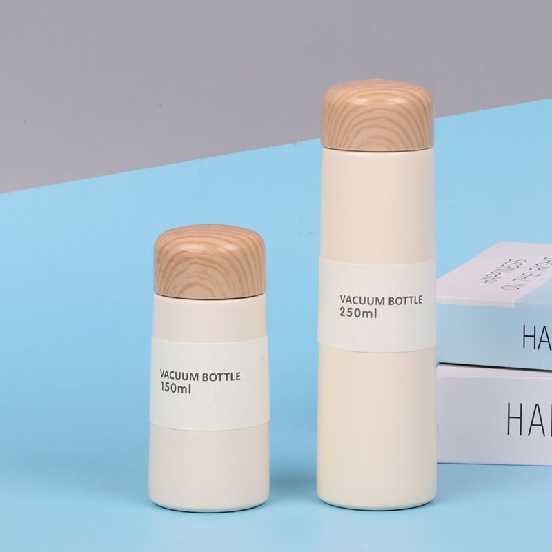 Stainless Steel (18/8Pro) Pocket straight water bottle with bamboo lids Wide 250ml ~500ml White Stainless Steel (18/8Pro) Pocket straight water bottle with bamboo lids Wide 250ml ~500ml White