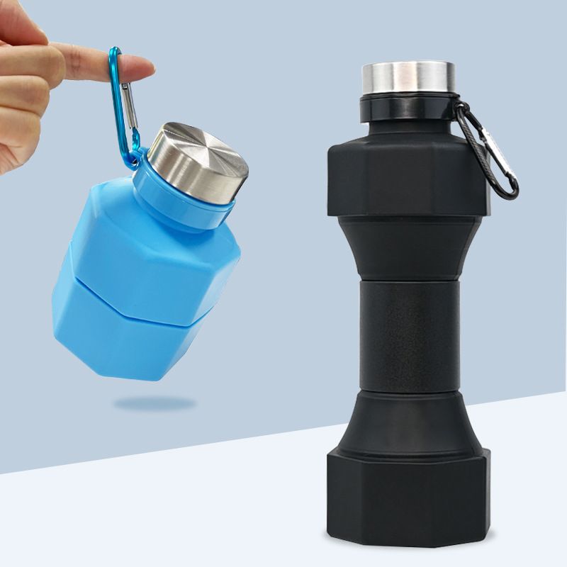 wholesale gym/fitness outdoor fordable portable silicone dumbbel sport water bottle 500ml ~ 1000ml Black wholesale gym/fitness outdoor fordable portable silicone dumbbel sport water bottle 500ml ~ 1000ml Black
