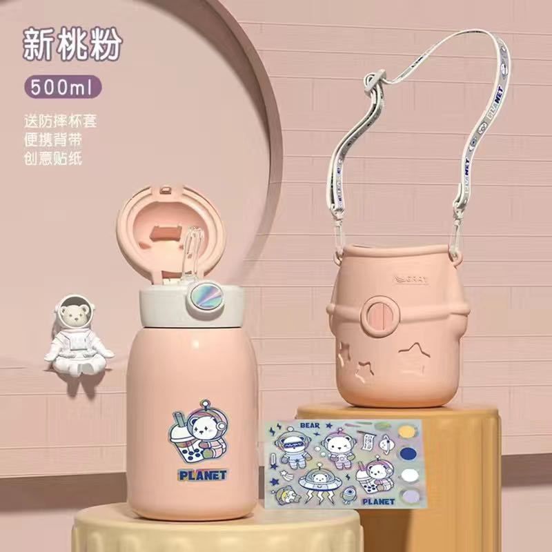 Stainless Steel (18/8Pro) 316 children young girl/boy with straw&Silicone cover vaccum insulated water bottle Wide 500ml ~ 1000ml Cobalt Stainless Steel (18/8Pro) 316 children young girl/boy with straw&Silicone cover vaccum insulated water bottle Wide 500ml ~ 1000ml Cobalt