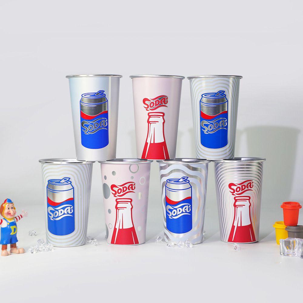 Custom Food grade color changing aluminum beer cup 250ml ~500ml Steel