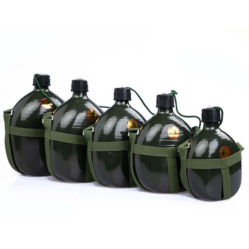 Aluminum Military Camouflage Large Capacity Outdooor Water Flask Sport Jugs Narrow Mouth 1000ml ~ 2000ml Green