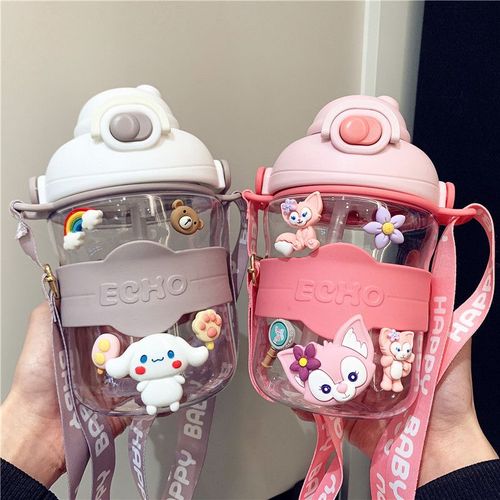 snap cap cute plastic student water bottle