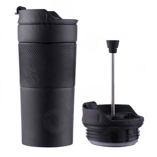 Stainless Steel (18/8Pro) Mini French Press Cofee Mug with Sleeve Wide