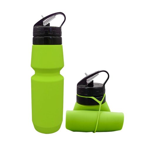 Portable bicycle sports bottle with straw