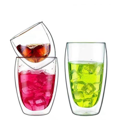 bulk order double wall wide mouth glass cup for juice/drinks/wine/tea/milk