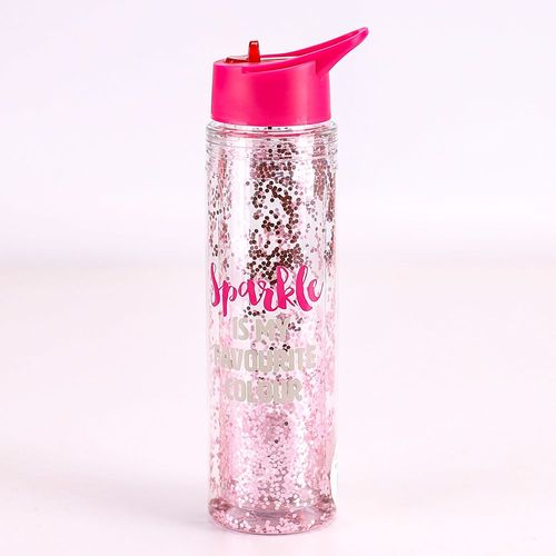 plastic drinking water bottle with glitter
