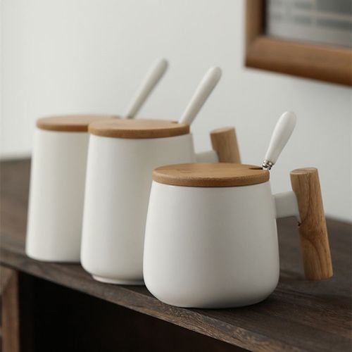 Coffee Mug with Wooden Handle
