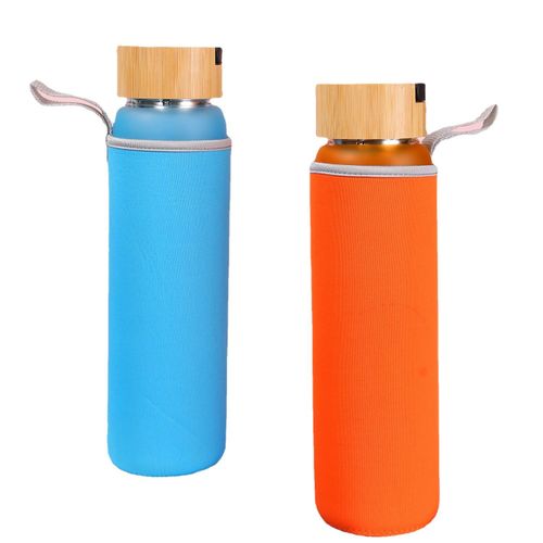 Small mouth glass bottle with bamboo lid