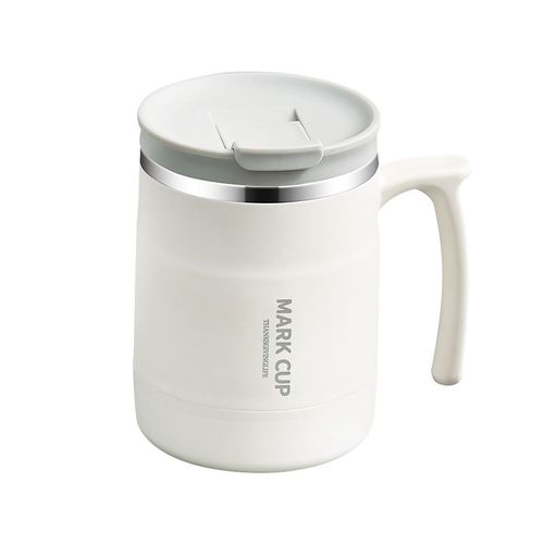 Stainless Steel (18/8Pro) newest office coffee mug with straw and foldable spoon Wide
