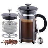 Stainless Steel (18/8Pro) 34oz Glass French Press Coffee Maker Wide 500ml ~ 1000ml Steel
