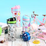 kids water bottle with holder and straw