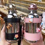 Stainless Steel (18/8Pro) 12oz stainless steel water bottle for kids with bottle sleeve shoulder strap Narrow 250ml ~500ml Steel
