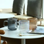 Vertical Striped Glass Coffee Cup